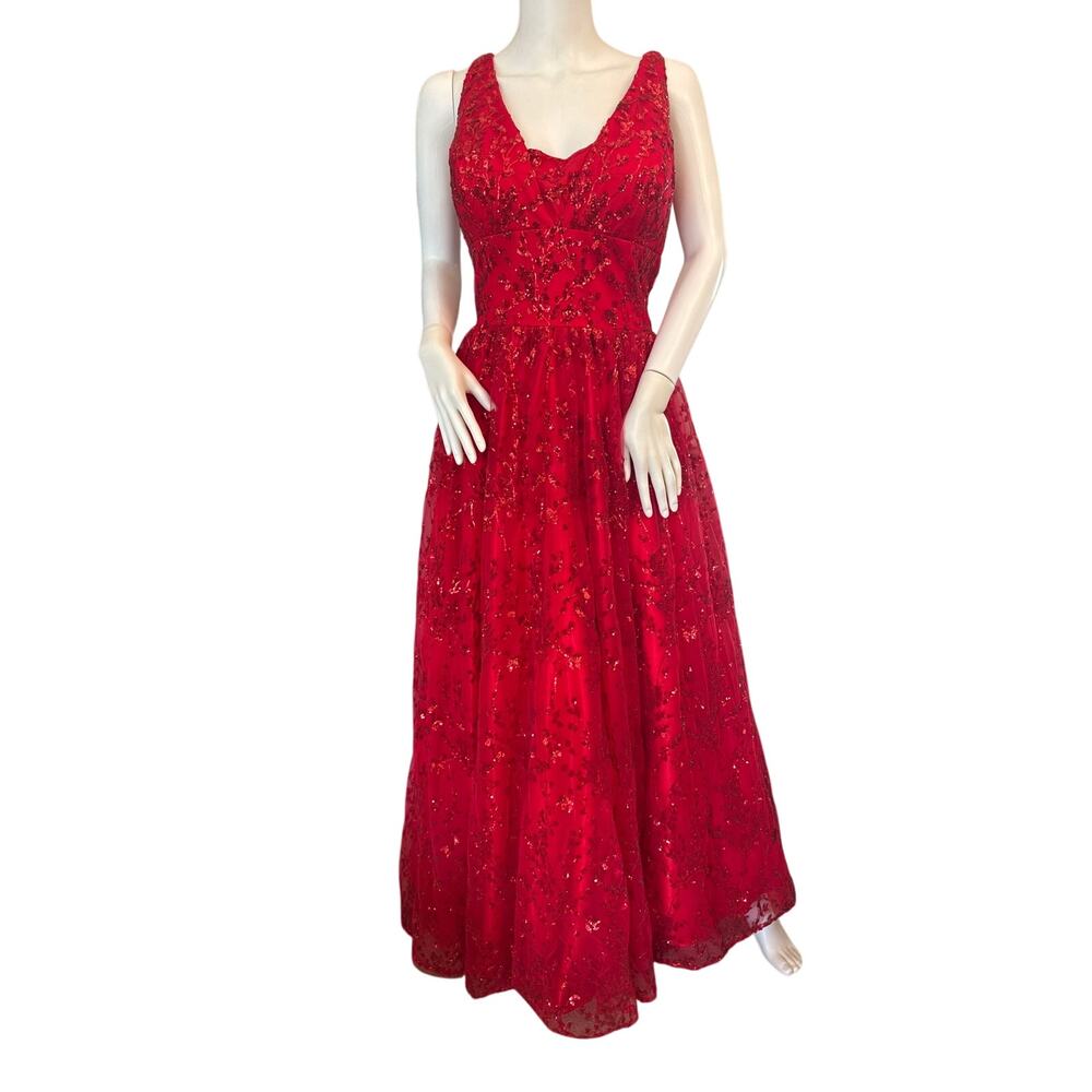 Sherri Hill Red Sequin Gown Plus Size 18 Glam Prom Pageant Holiday